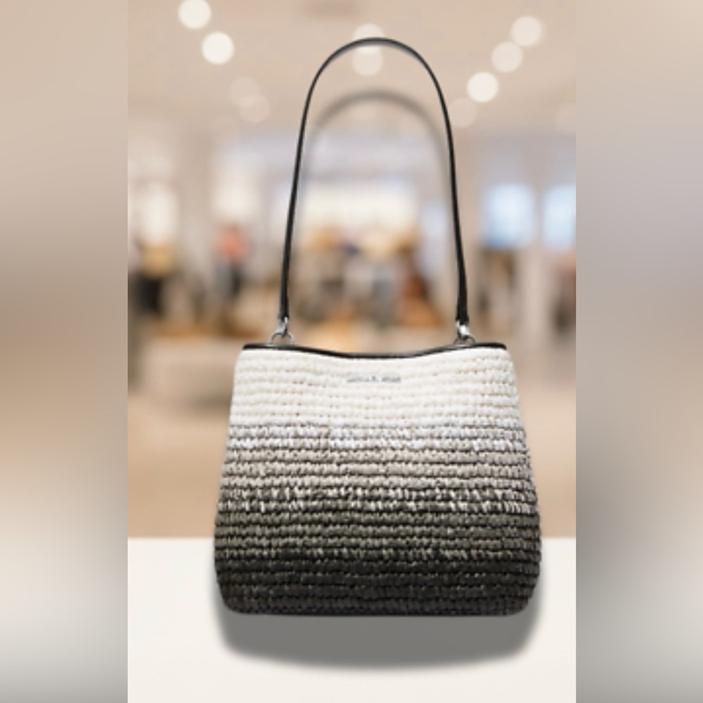 Michael Kors Ombre White to Black Woven Shoulder Bag